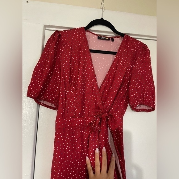 The Fifth Label red and White polka dot Wrap Mini dress Size Small - Picture 9 of 10